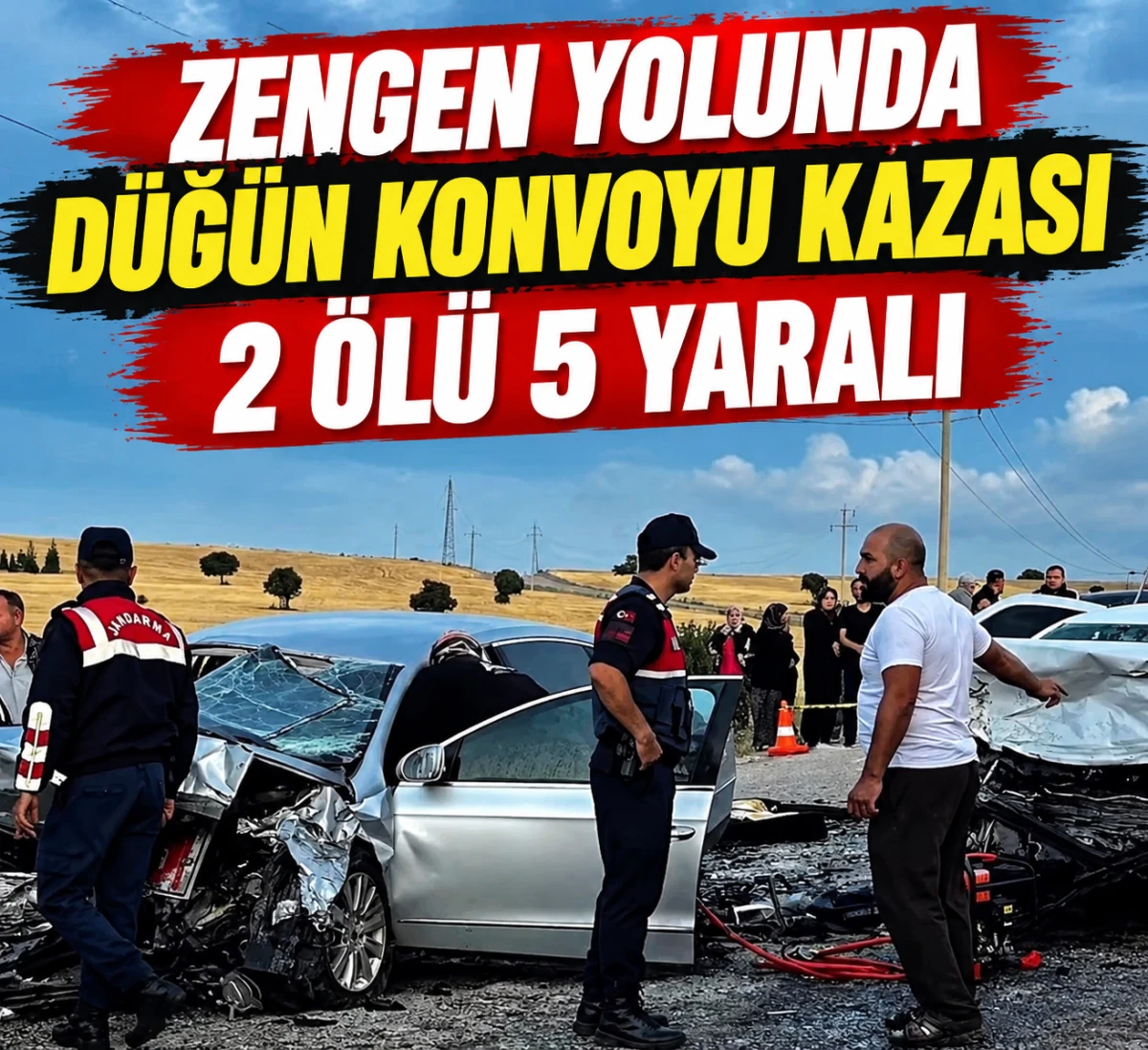 D&uuml;ğ&uuml;n Konvoyunda Kaza 2 &Ouml;l&uuml; 5 Yaralı