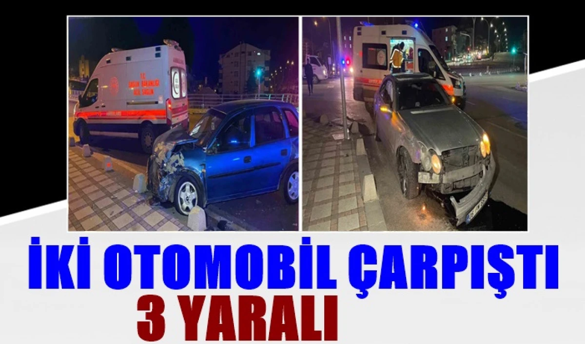 İki Otomobil &Ccedil;arpıştı: 3Yaralı
