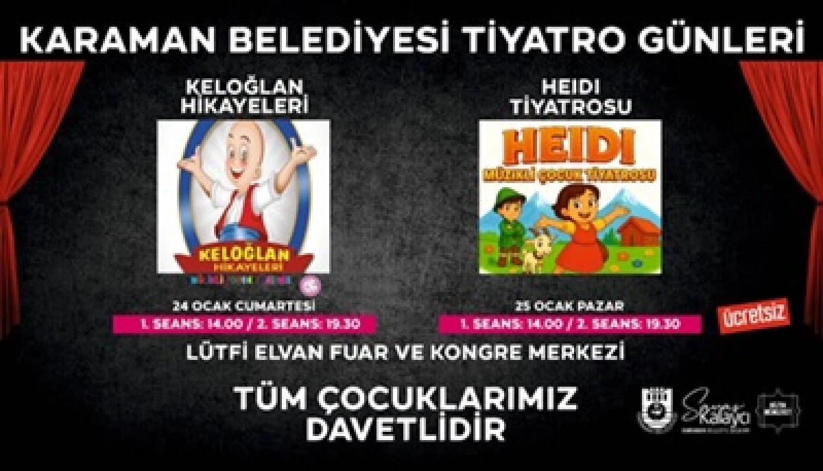 Karaman Belediyesi, &ccedil;ocuklar i&ccedil;in &uuml;cretsiz tiyatro etkinliği d&uuml;zenliyor