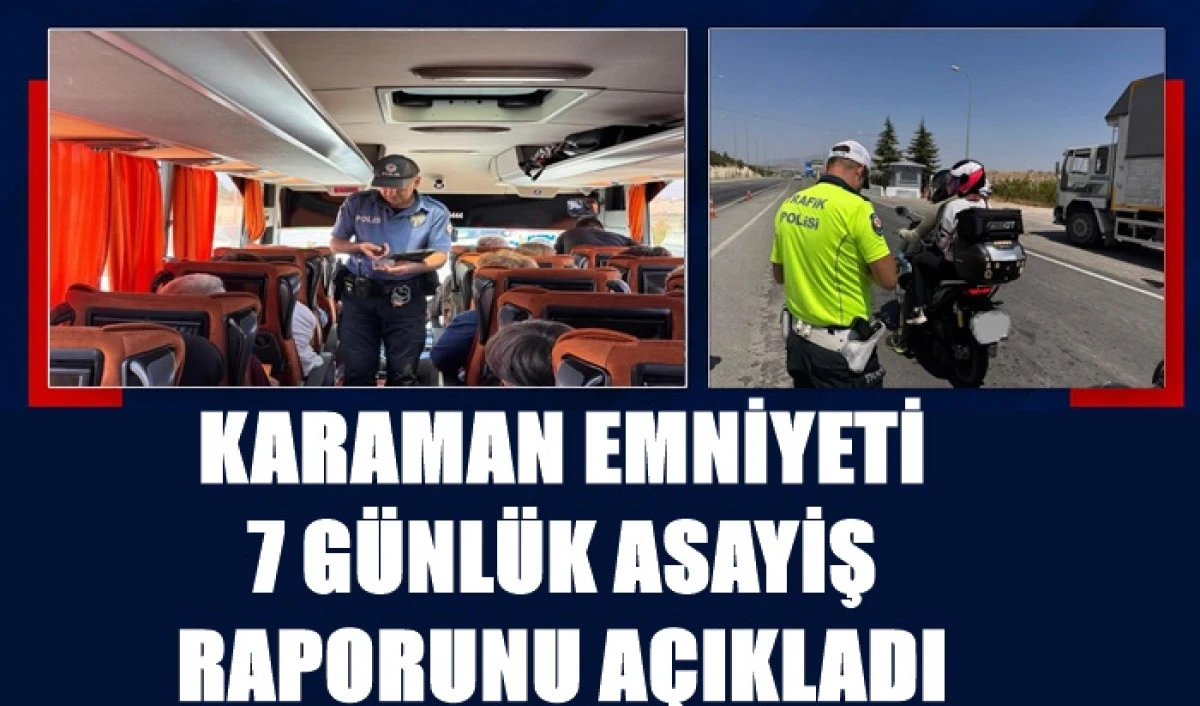 Karaman Emniyeti 7 G&uuml;nl&uuml;k Asayiş Raporunu A&ccedil;ıkladı
