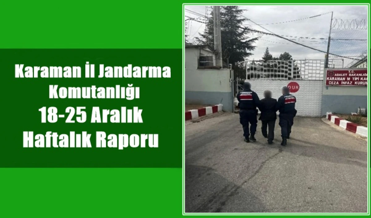 Karaman Jandarması Bu Hafta  11 kişiyi tutuklandı