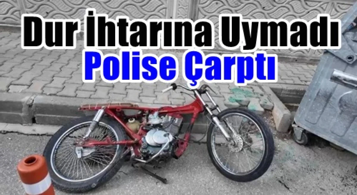 polis memuruna &ccedil;arptı. Kazada polis memuru yaralandı.