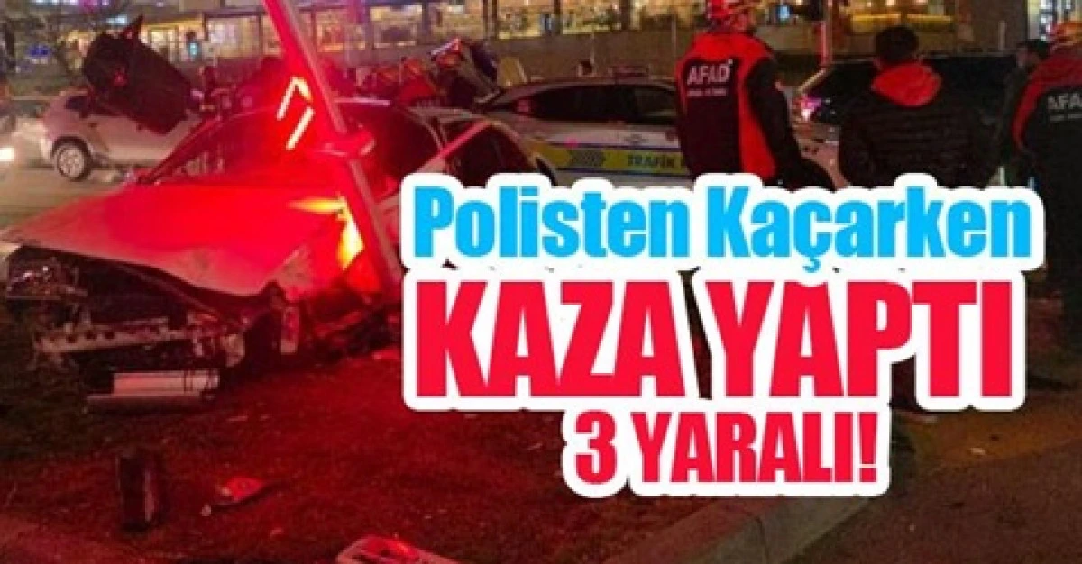 Polisten ka&ccedil;arken kaza yaptı 3 yaralı