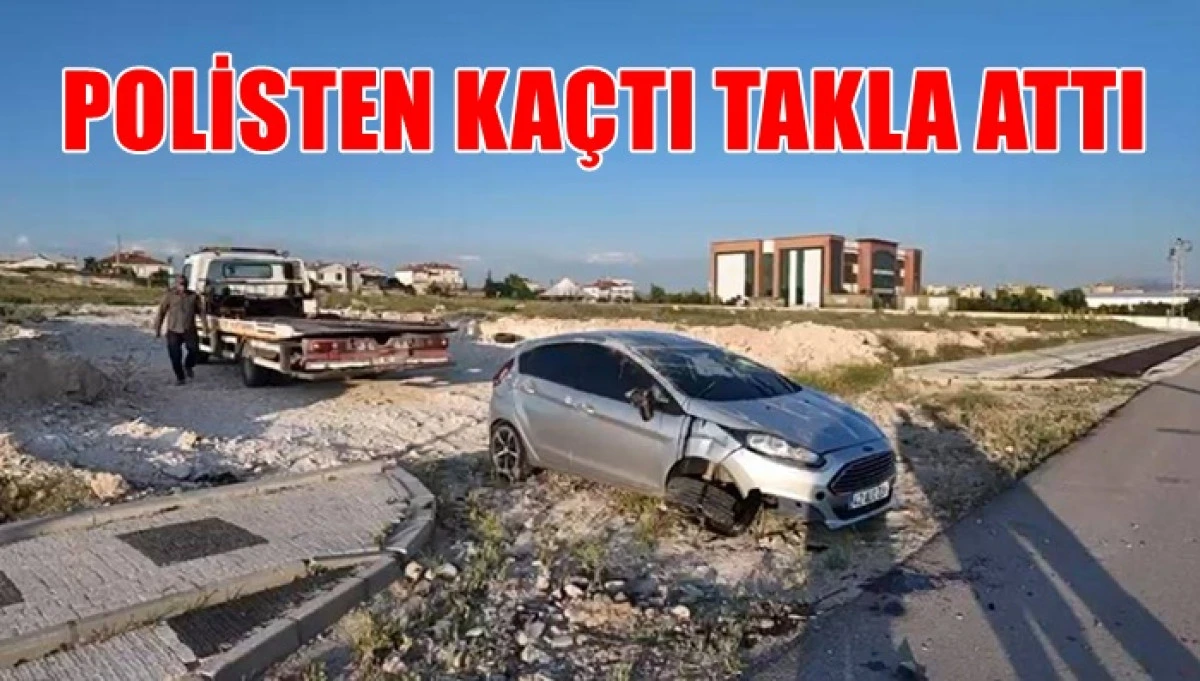 Polisten ka&ccedil;tı, takla attı