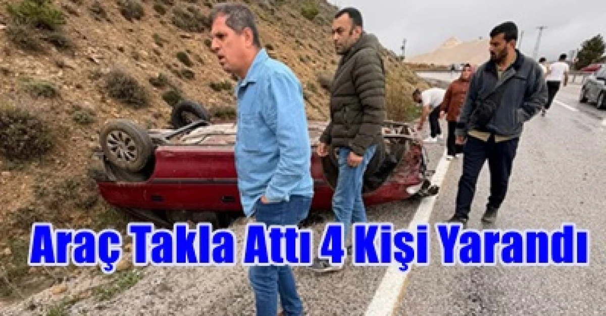 Takla atan otomobilde aynı aileden 2'si &ccedil;ocuk 4 kişi yaralandı